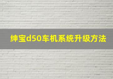 绅宝d50车机系统升级方法