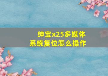 绅宝x25多媒体系统复位怎么操作