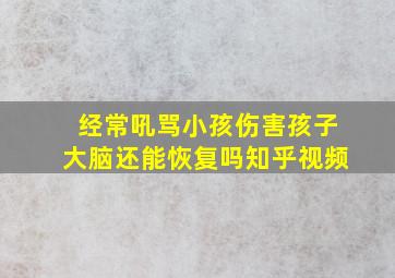 经常吼骂小孩伤害孩子大脑还能恢复吗知乎视频