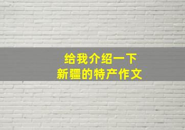 给我介绍一下新疆的特产作文