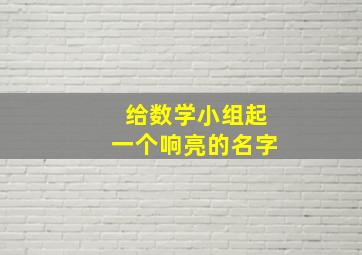 给数学小组起一个响亮的名字