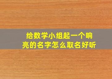 给数学小组起一个响亮的名字怎么取名好听