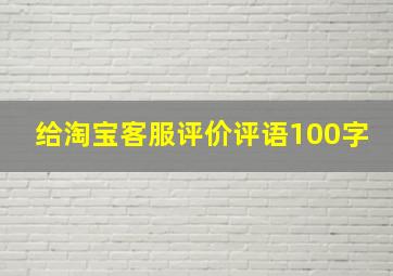 给淘宝客服评价评语100字