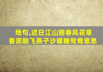 绝句,迟日江山丽春风花草香泥融飞燕子沙暖睡鸳鸯意思