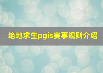 绝地求生pgis赛事规则介绍