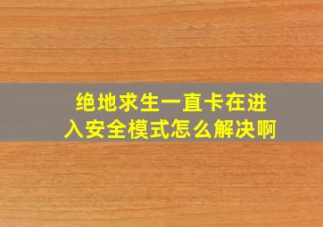 绝地求生一直卡在进入安全模式怎么解决啊