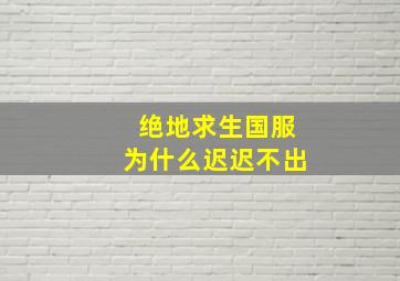 绝地求生国服为什么迟迟不出