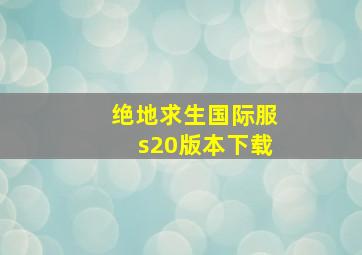 绝地求生国际服s20版本下载