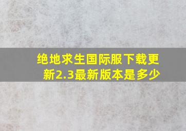 绝地求生国际服下载更新2.3最新版本是多少