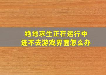 绝地求生正在运行中进不去游戏界面怎么办