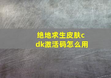 绝地求生皮肤cdk激活码怎么用