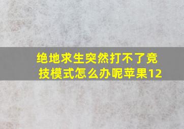 绝地求生突然打不了竞技模式怎么办呢苹果12