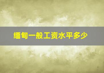 缅甸一般工资水平多少