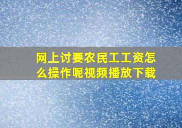 网上讨要农民工工资怎么操作呢视频播放下载