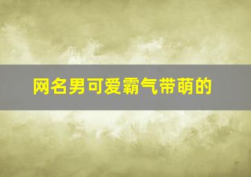 网名男可爱霸气带萌的