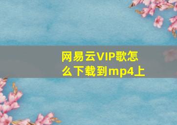 网易云VIP歌怎么下载到mp4上