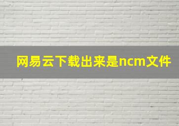 网易云下载出来是ncm文件