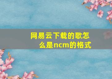 网易云下载的歌怎么是ncm的格式