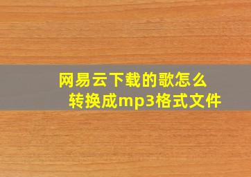 网易云下载的歌怎么转换成mp3格式文件