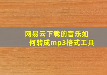 网易云下载的音乐如何转成mp3格式工具