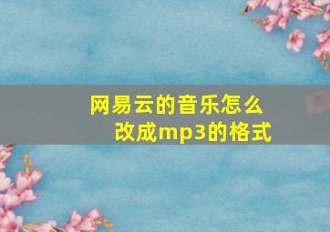 网易云的音乐怎么改成mp3的格式