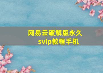 网易云破解版永久svip教程手机