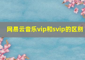 网易云音乐vip和svip的区别