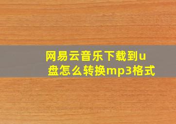 网易云音乐下载到u盘怎么转换mp3格式