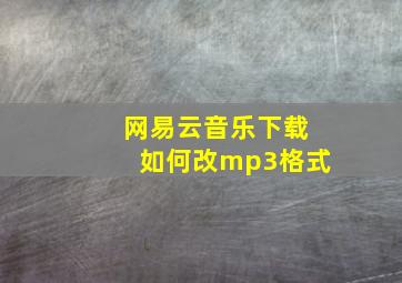 网易云音乐下载如何改mp3格式