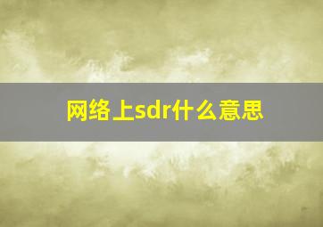 网络上sdr什么意思