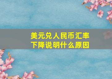 美元兑人民币汇率下降说明什么原因