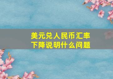 美元兑人民币汇率下降说明什么问题