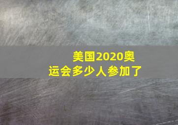 美国2020奥运会多少人参加了