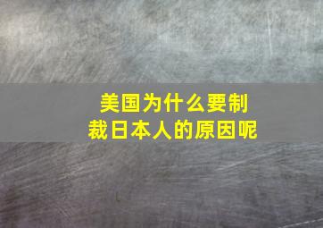 美国为什么要制裁日本人的原因呢