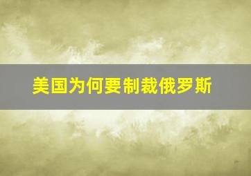 美国为何要制裁俄罗斯