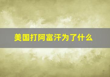 美国打阿富汗为了什么