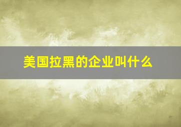 美国拉黑的企业叫什么