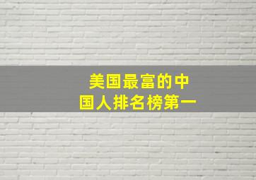 美国最富的中国人排名榜第一