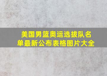 美国男篮奥运选拔队名单最新公布表格图片大全