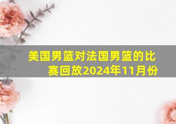 美国男篮对法国男篮的比赛回放2024年11月份