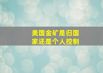 美国金矿是归国家还是个人控制