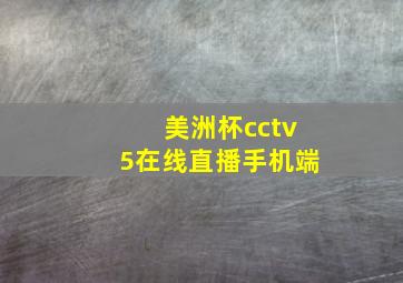 美洲杯cctv5在线直播手机端