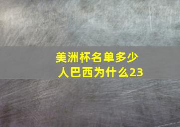 美洲杯名单多少人巴西为什么23