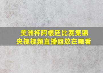 美洲杯阿根廷比赛集锦央视视频直播回放在哪看