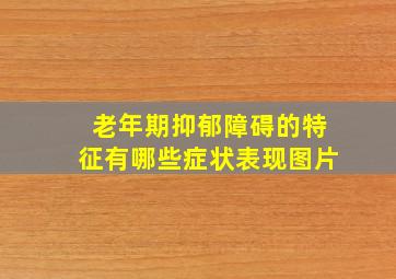 老年期抑郁障碍的特征有哪些症状表现图片