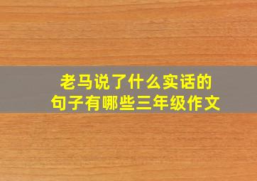 老马说了什么实话的句子有哪些三年级作文