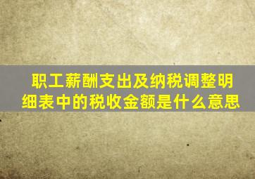 职工薪酬支出及纳税调整明细表中的税收金额是什么意思