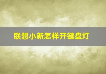 联想小新怎样开键盘灯