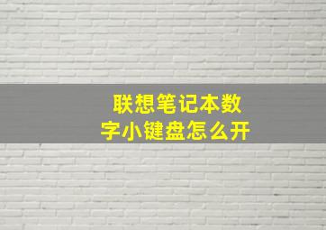 联想笔记本数字小键盘怎么开