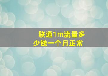 联通1m流量多少钱一个月正常